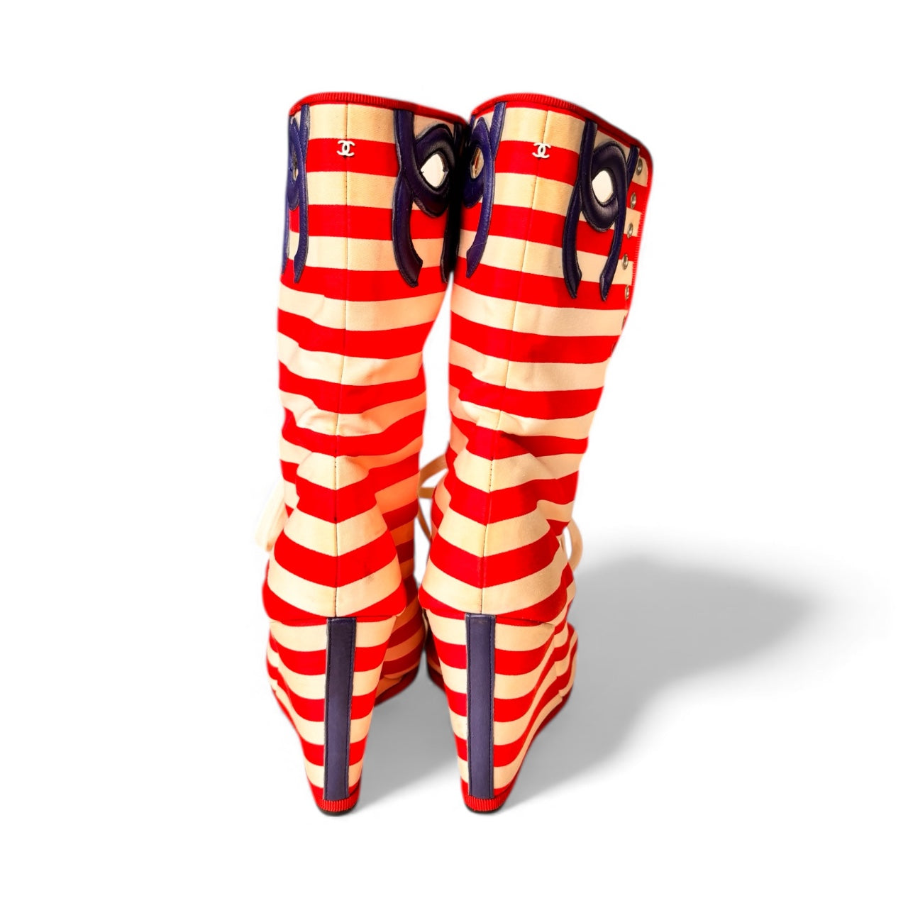 Chanel Merchant of Venice Cruise Wedge Boots Red 37.5