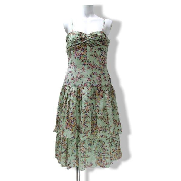 2000s Valentino Garavani Green Floral Dress