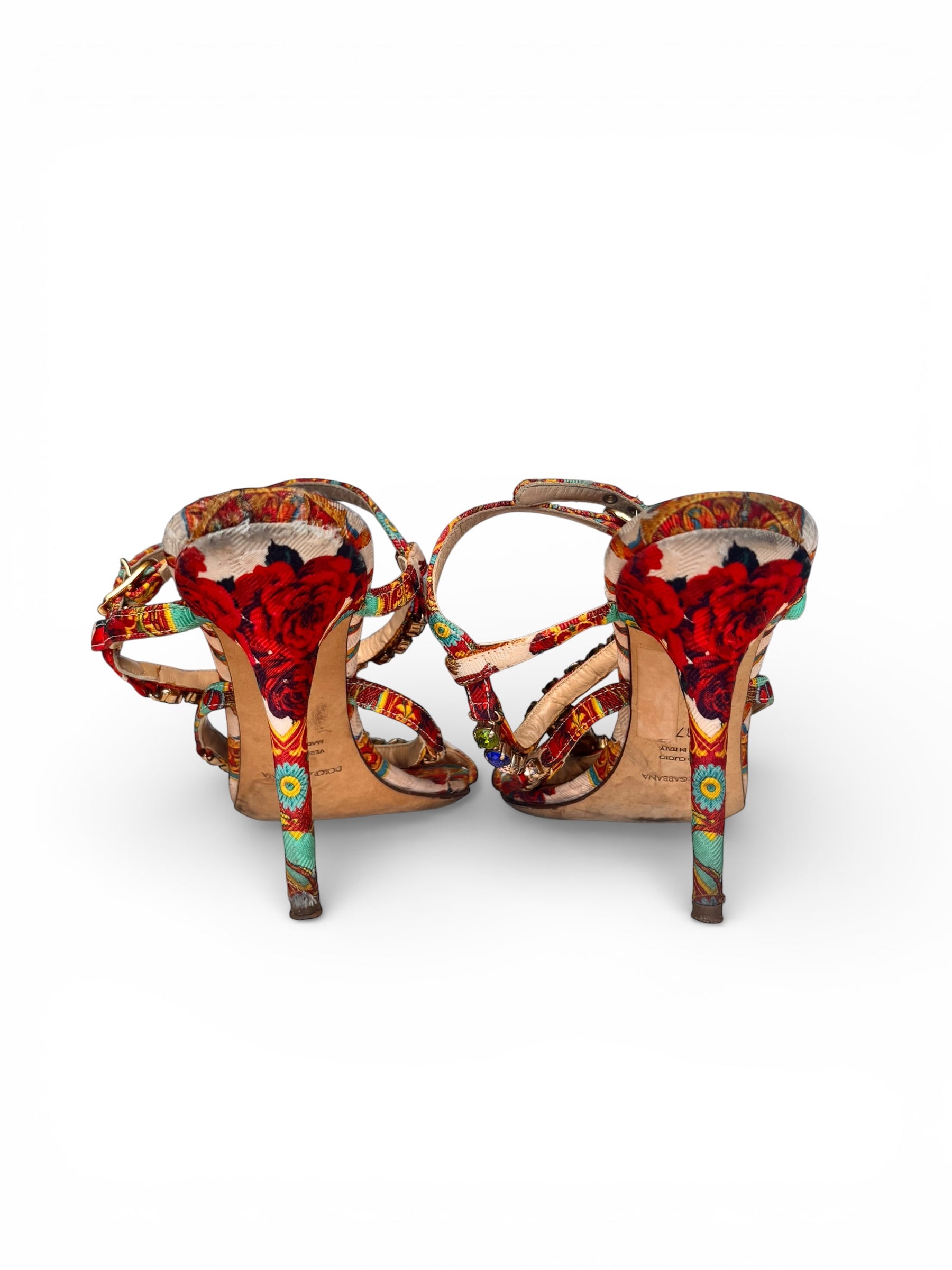 Dolce & Gabbana Multicolour Gemstone Floral Heels EU 37