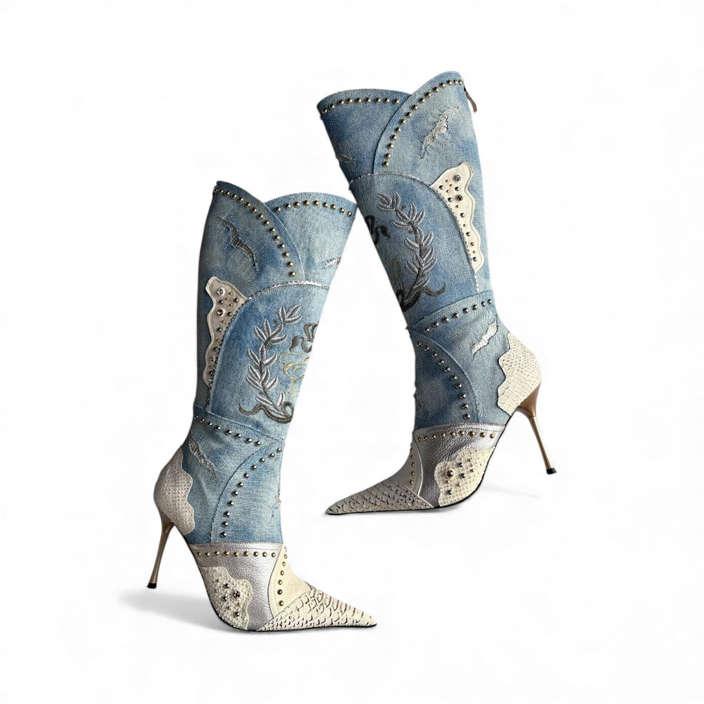 El Dantes Denim Distressed Boots 39