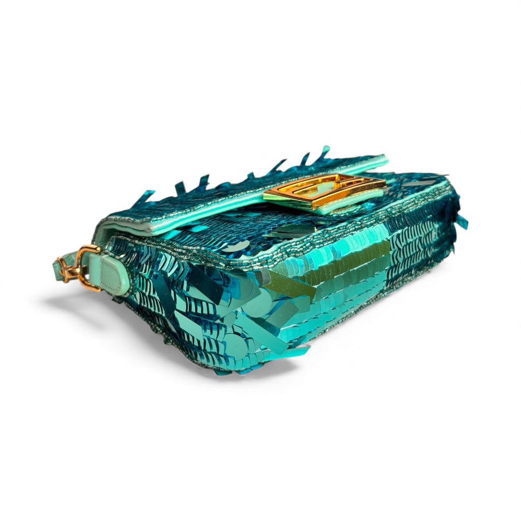 Fendi Blue Sequin Mini Baguette
