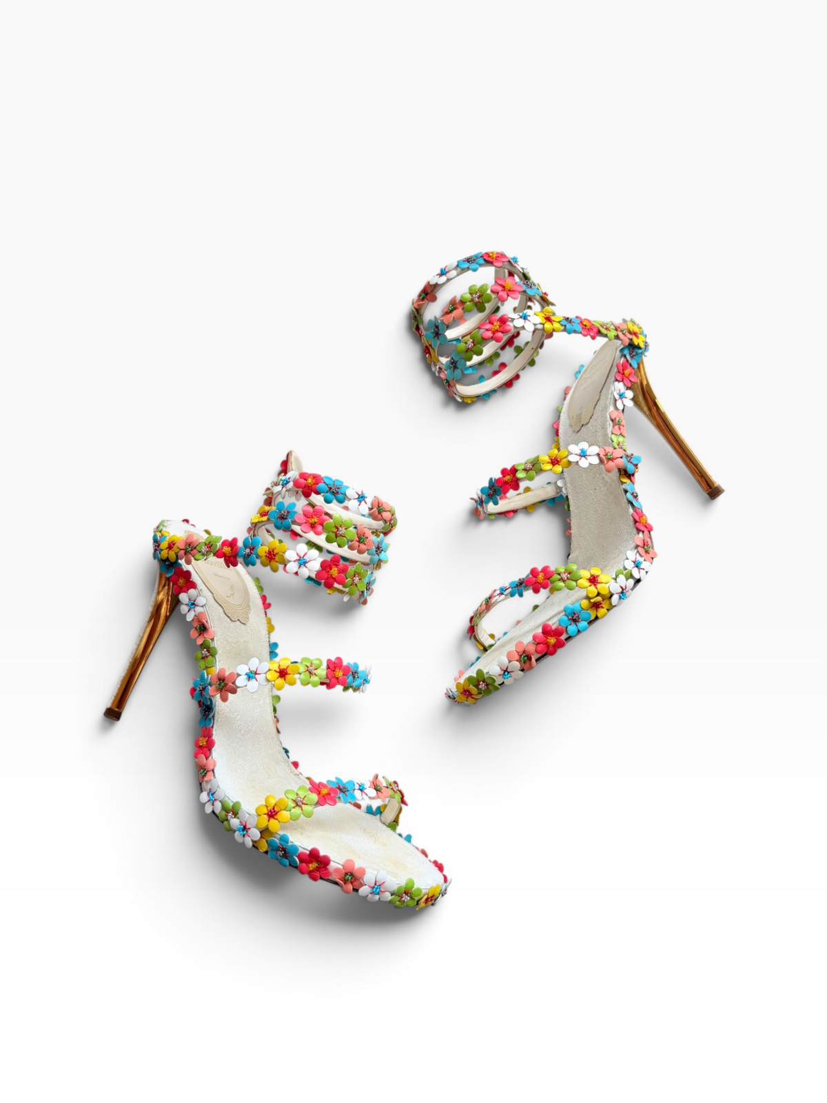 Rene Caovilla Floral Wrap Heels