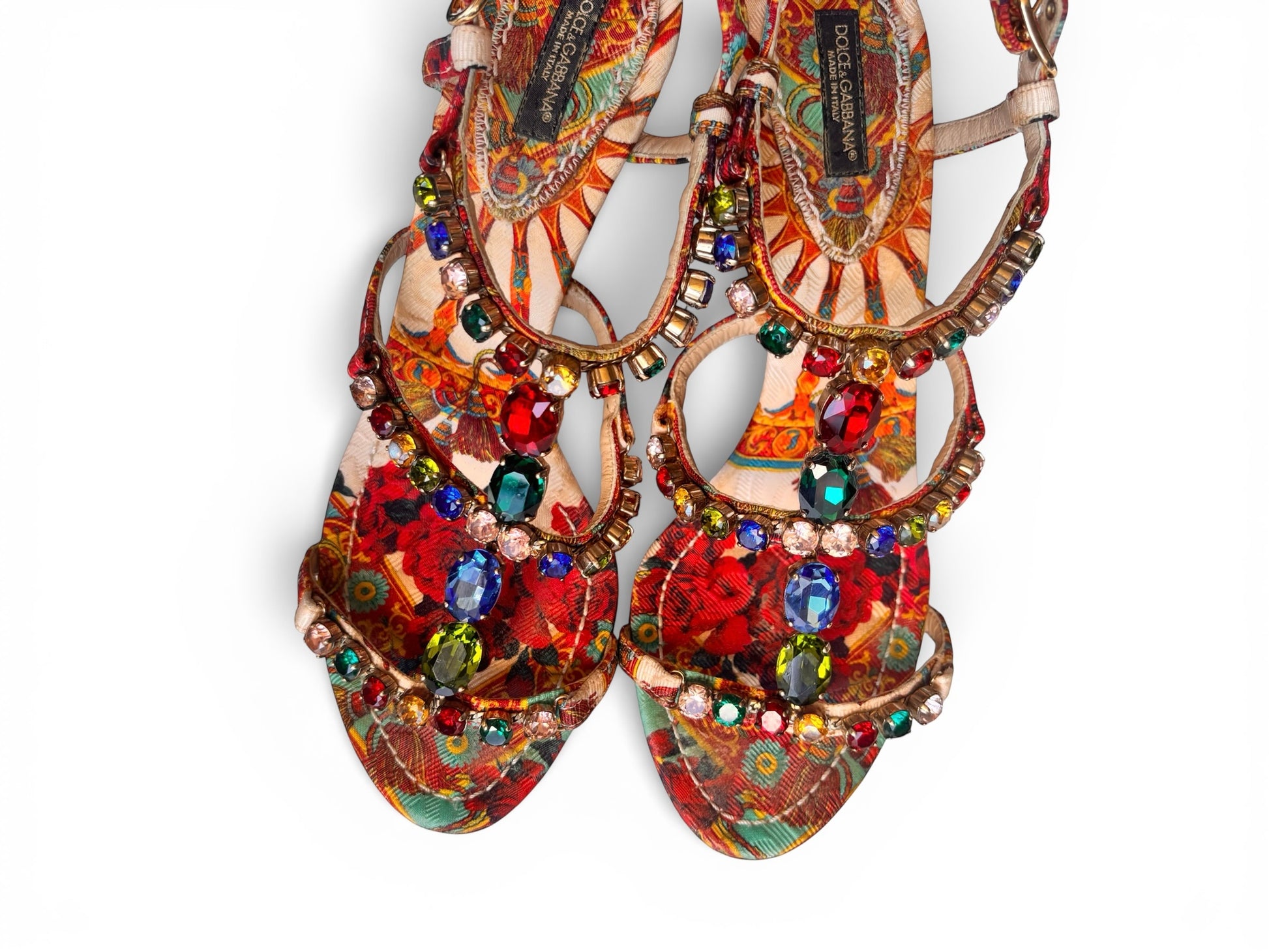 Dolce & Gabbana Multicolour Gemstone Floral Heels EU 37