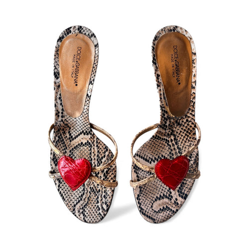 2000s Dolce & Gabbana Python Heart Mules 36
