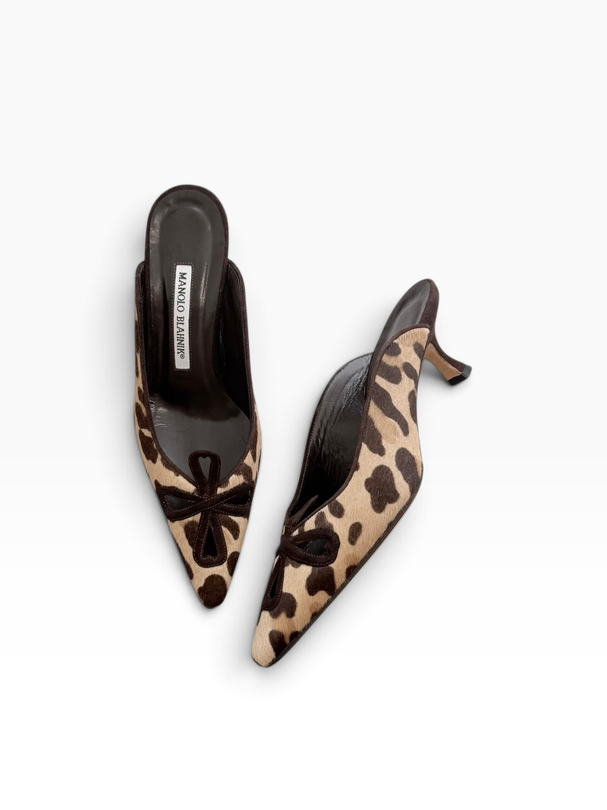 Manolo Blahnik Leopard Cross Mules