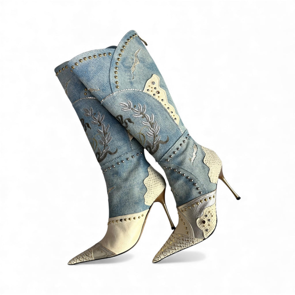 El Dantes Denim Distressed Boots 39