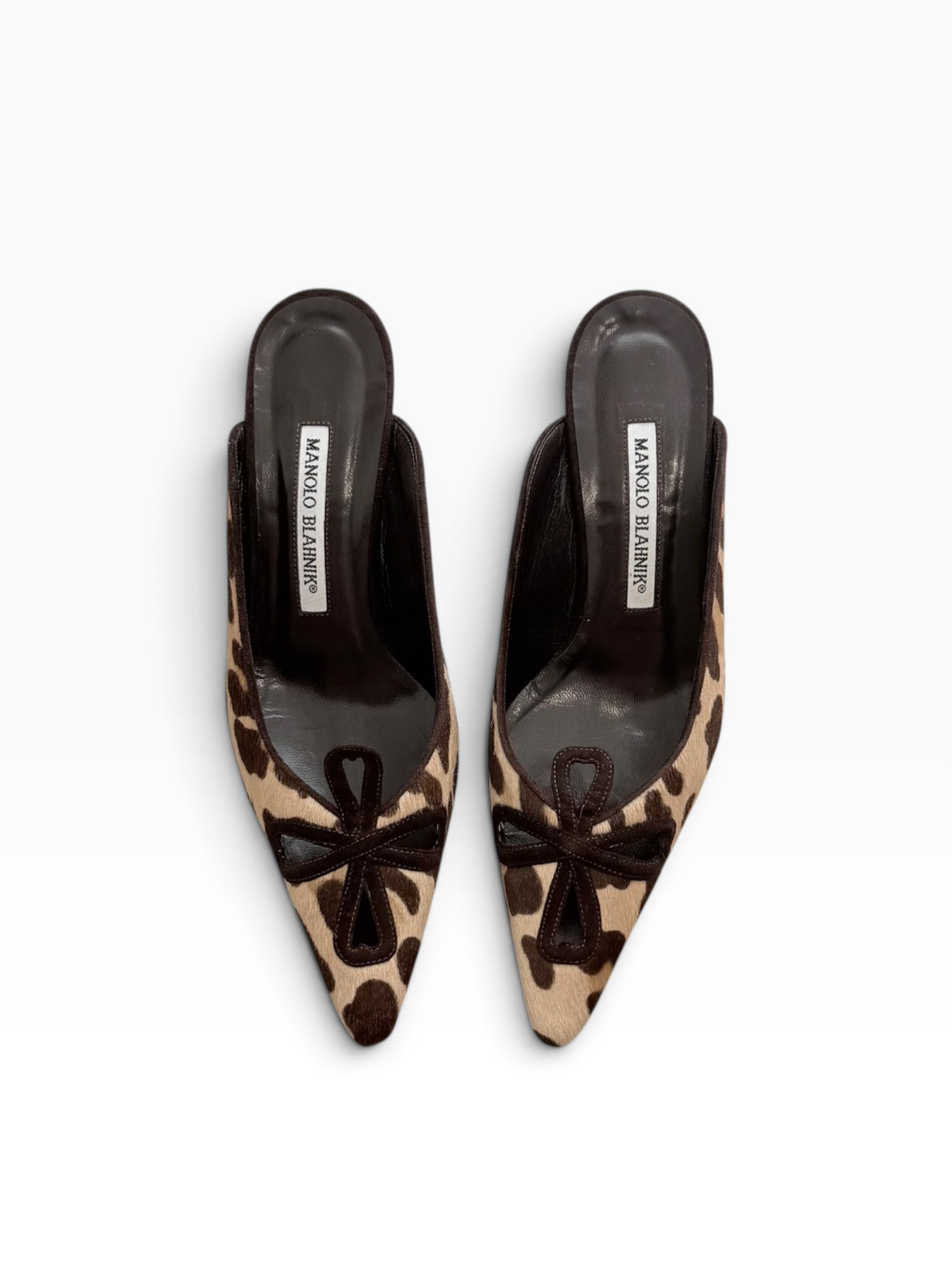 Manolo Blahnik Leopard Cross Mules