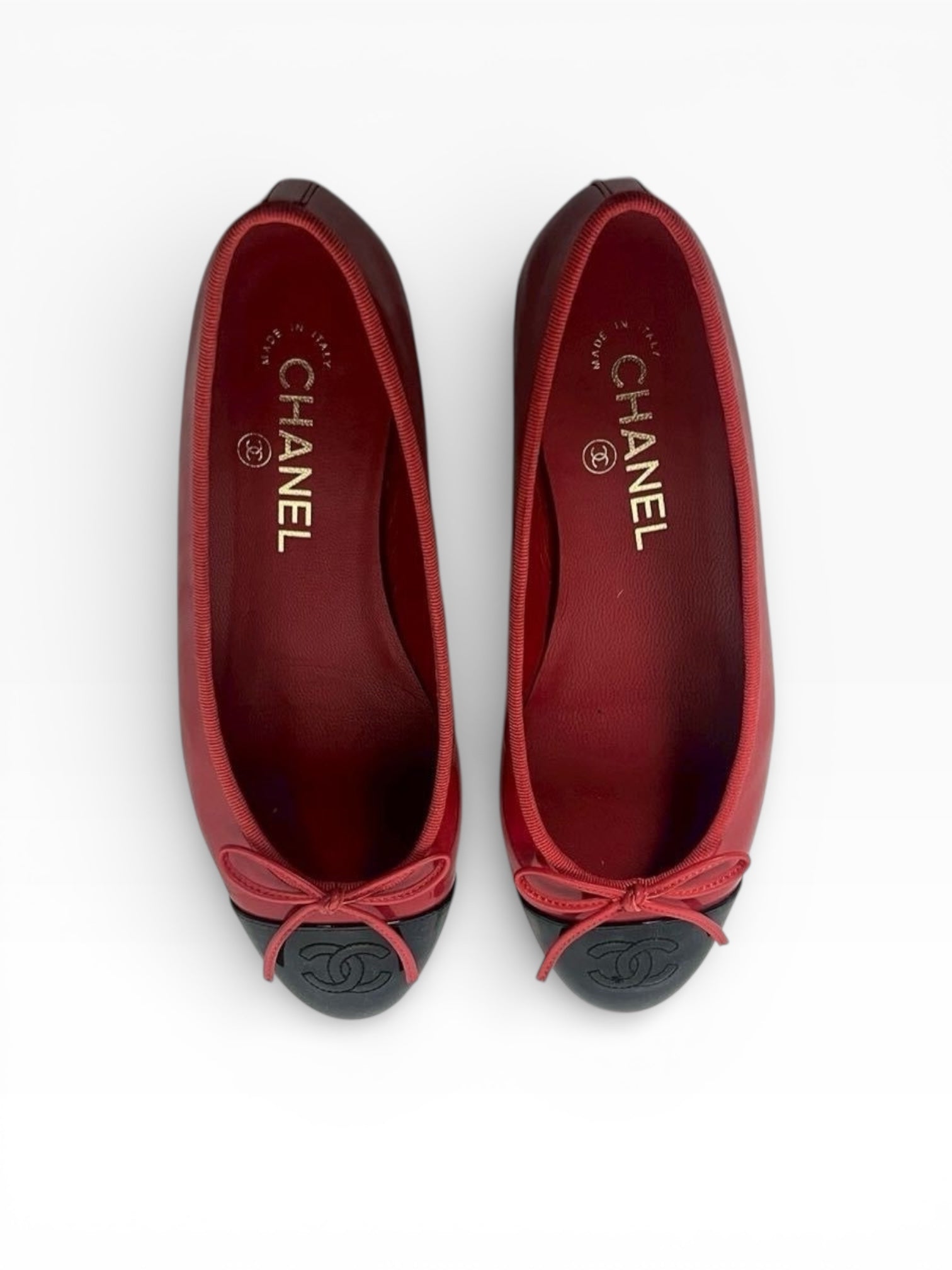 Chanel Red Patent Leather Ballet Flats 37