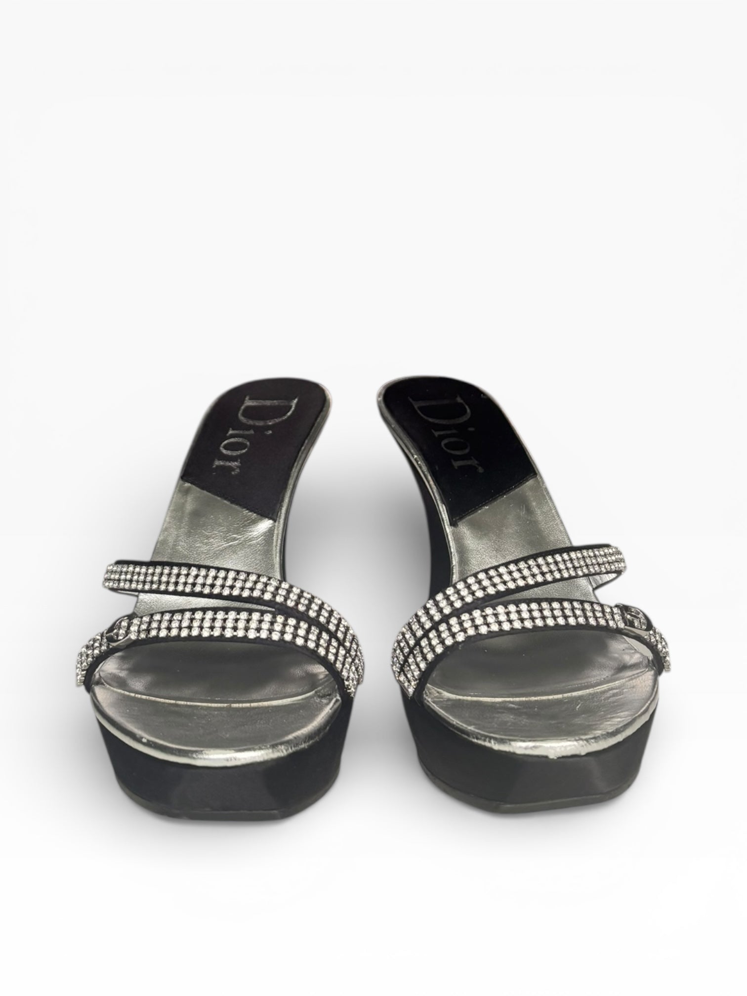 Christian Dior Black Swarovski Wedge Mule 38.5