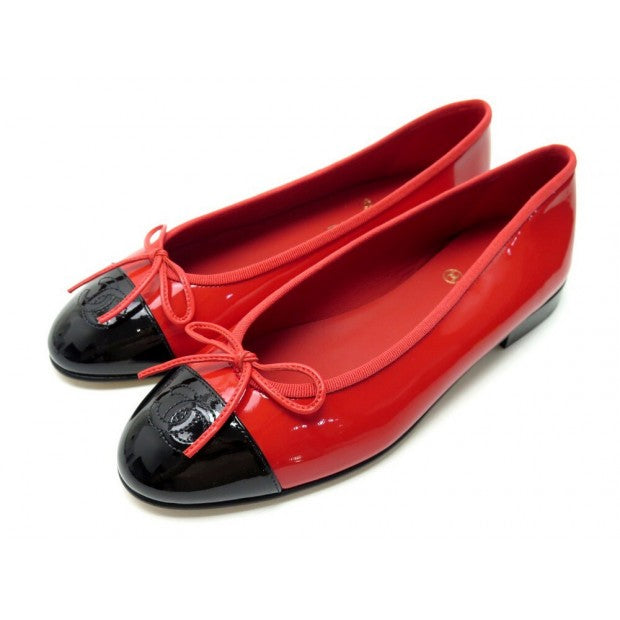 Chanel Red Patent Leather Ballet Flats 37