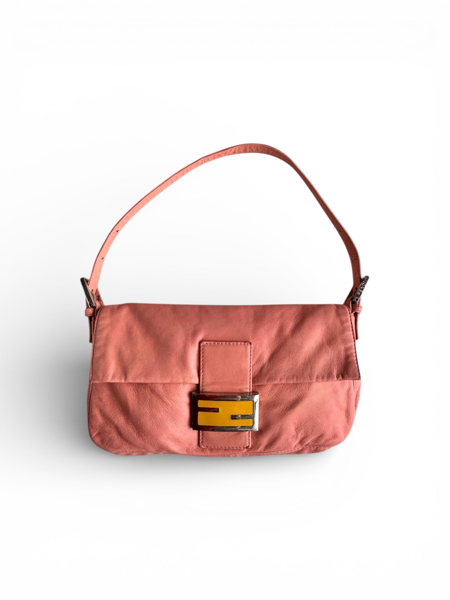 Fendi 2000s Pink and Yellow Leather Baguette