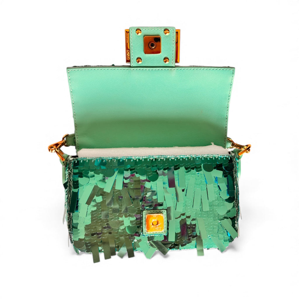 Fendi Blue Sequin Mini Baguette