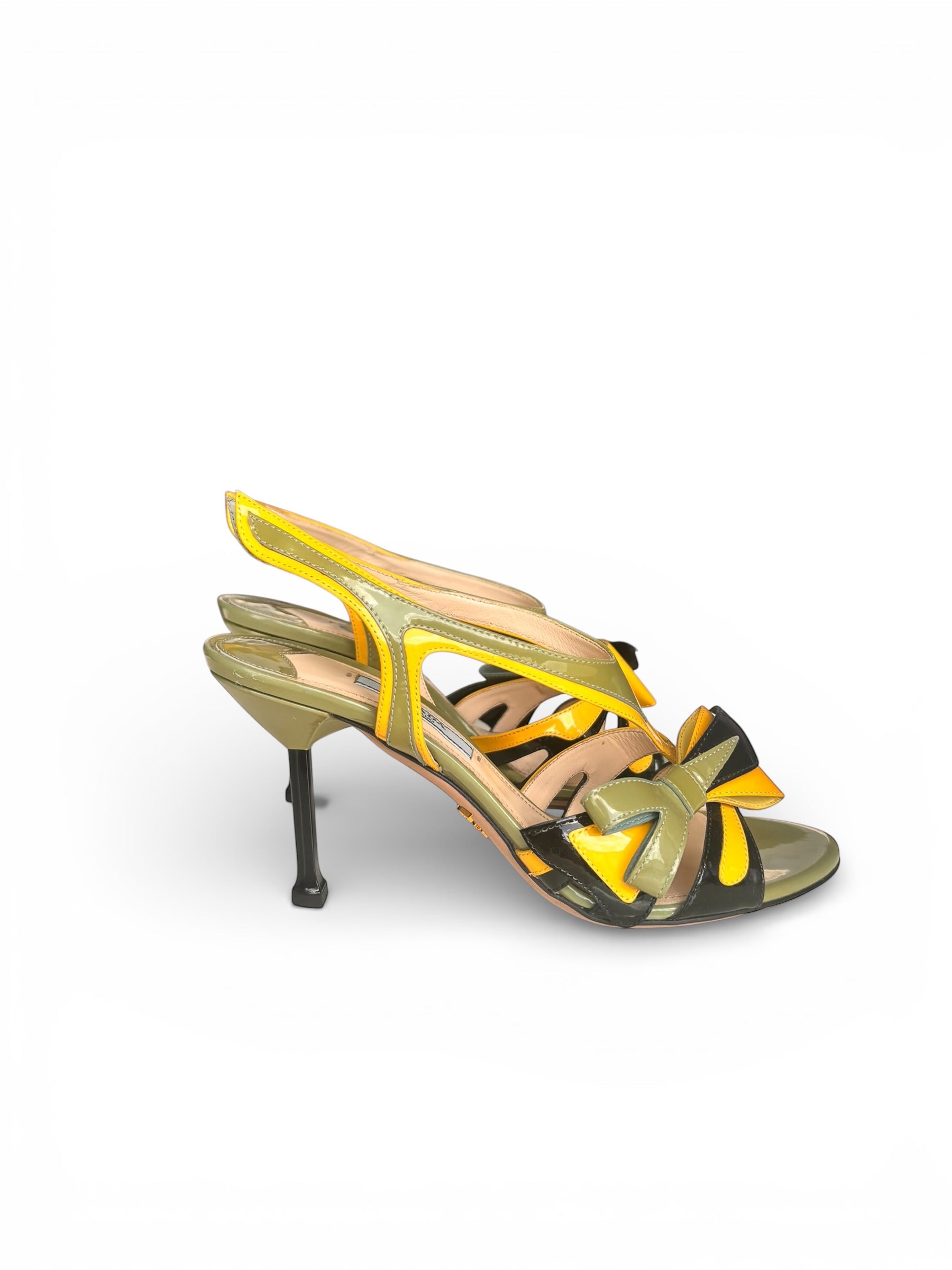 S/S 2012 Prada Green Yellow Flame Heels 36.5