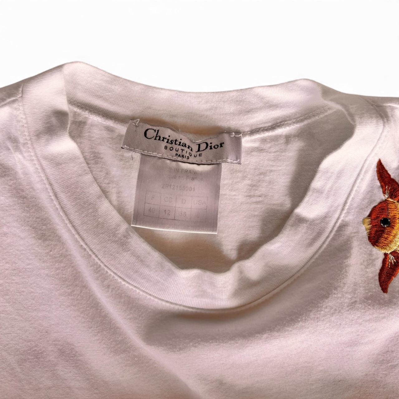 Christian Dior John Galliano 2002 Oriental Koi Fish Floral Embroidered Tank Top White