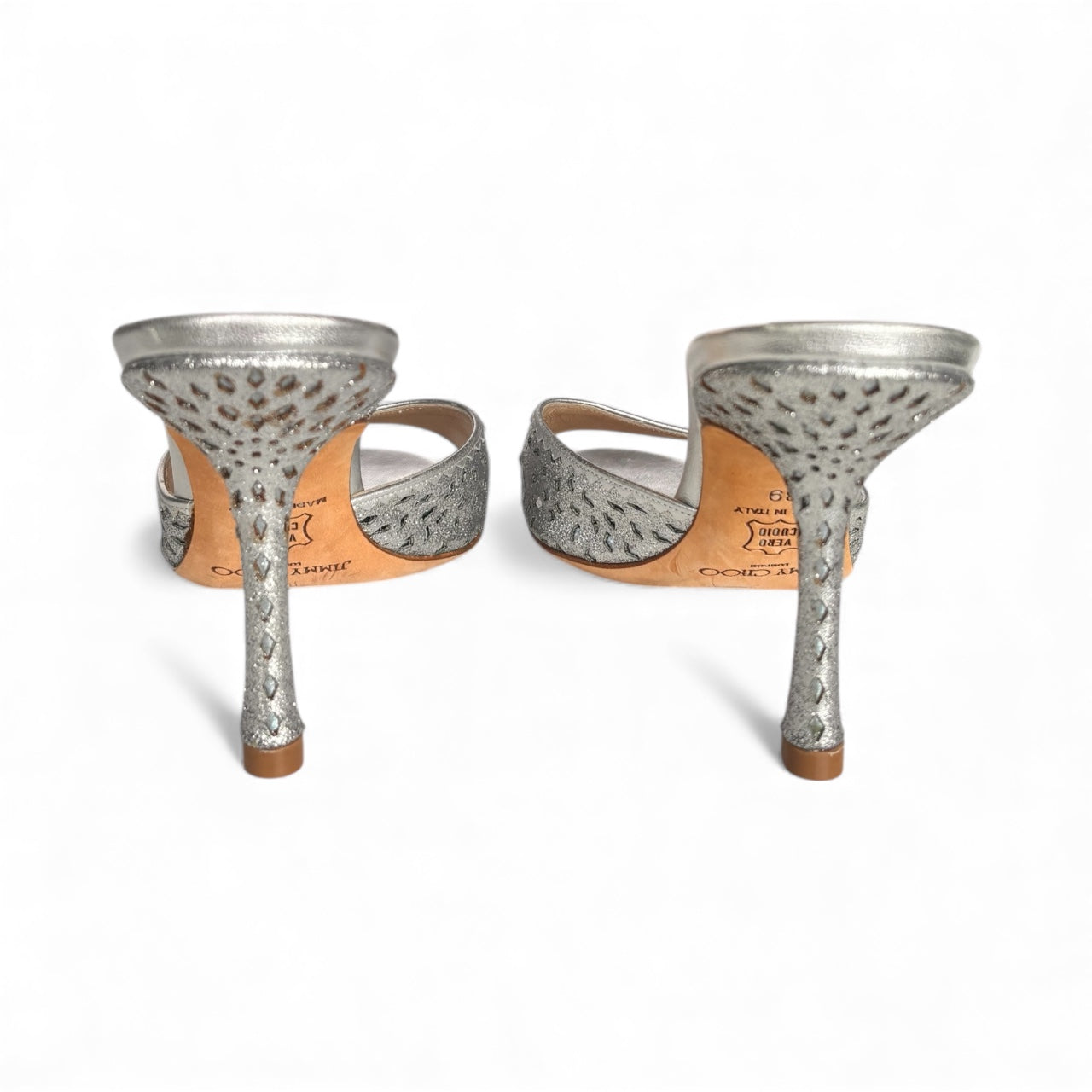 Jimmy Choo Silver Cutout Heels 39