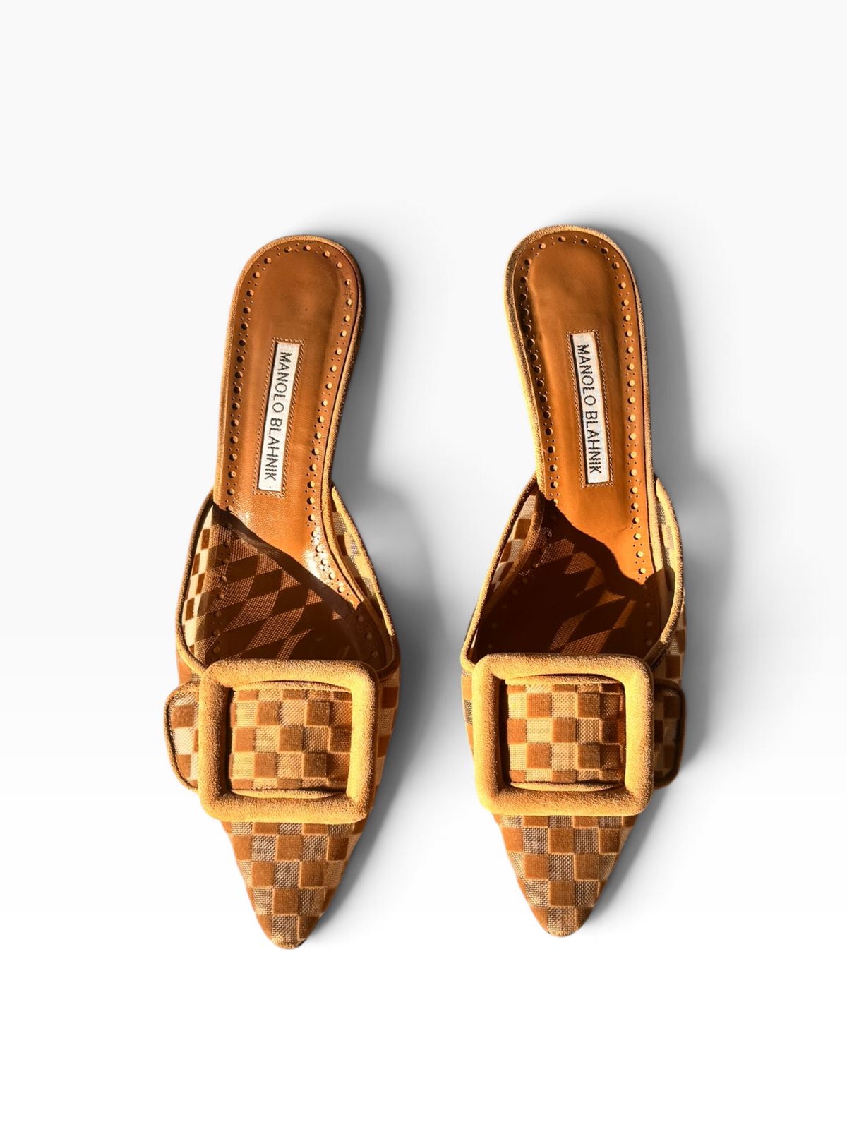 Manolo Blahnik Checkered Mules