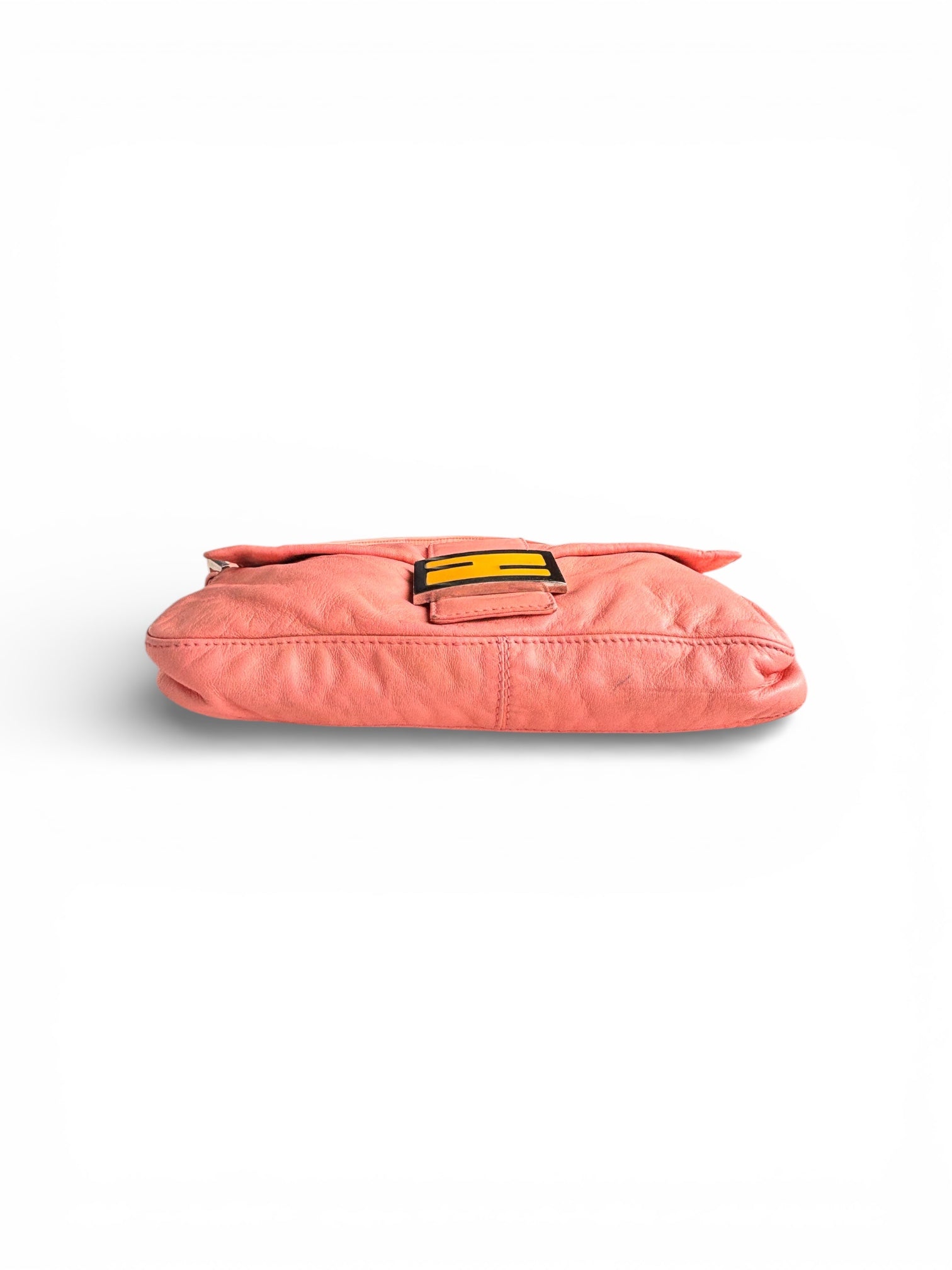 Fendi 2000s Pink and Yellow Leather Baguette