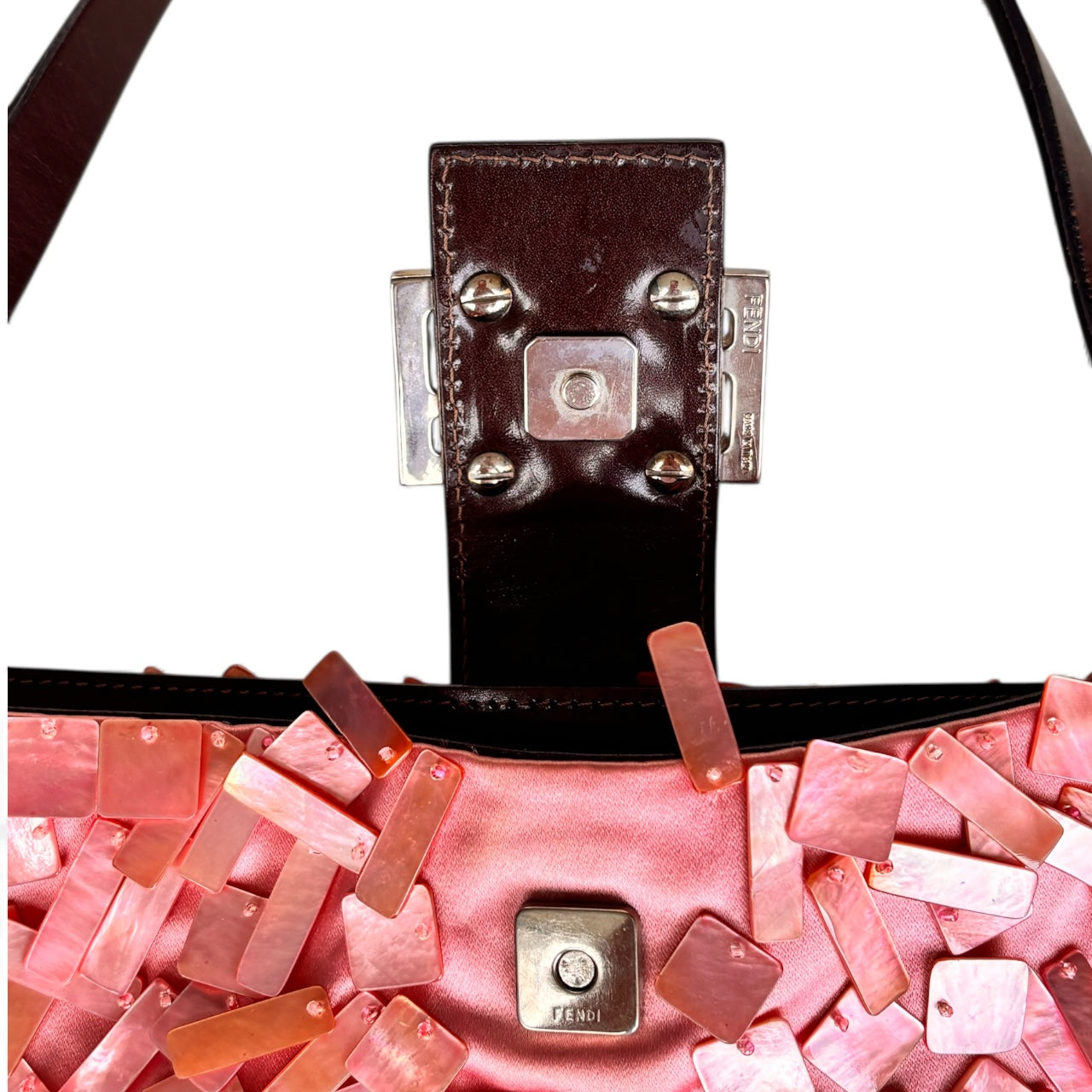 Fendi Mother of Pearl Pink Shoulder Bag Baguette