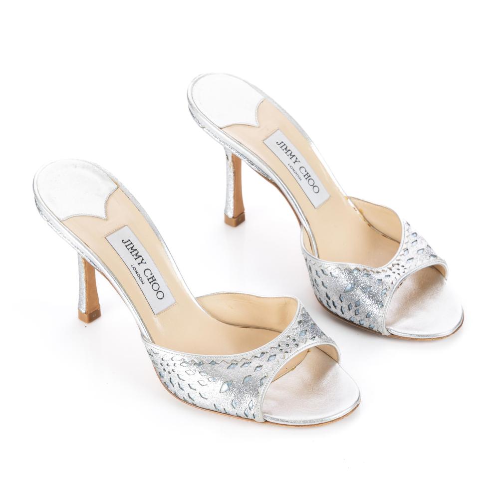 Jimmy Choo Silver Cutout Heels 39