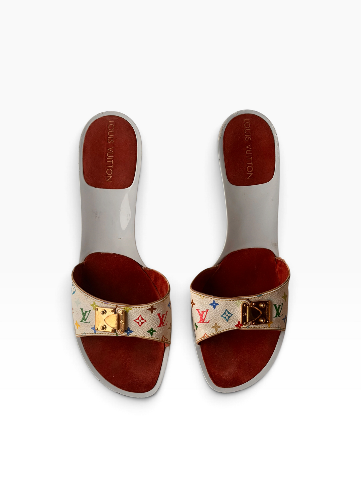 Louis Vuitton White Murakami Mules