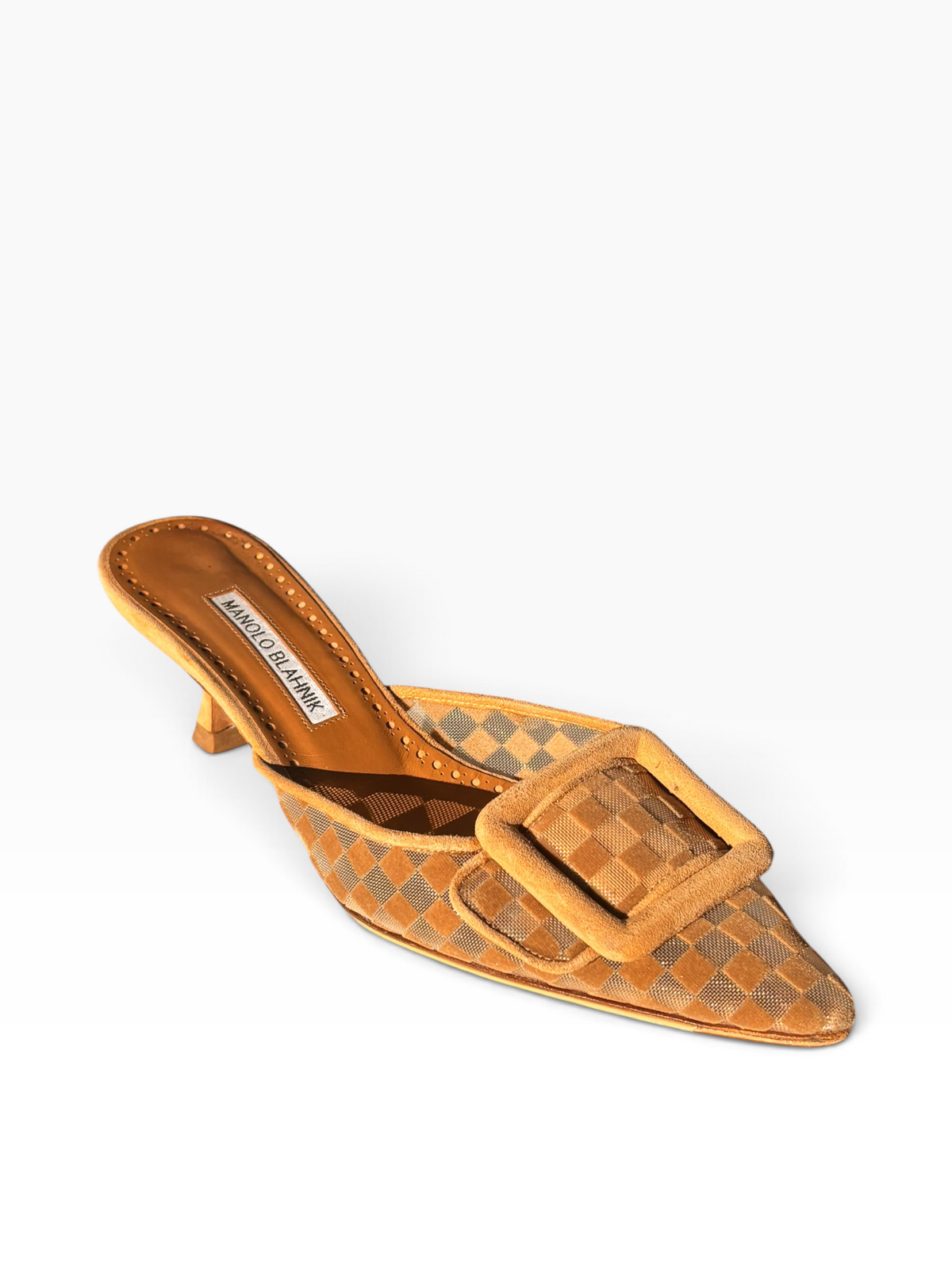 Manolo Blahnik Checkered Mules