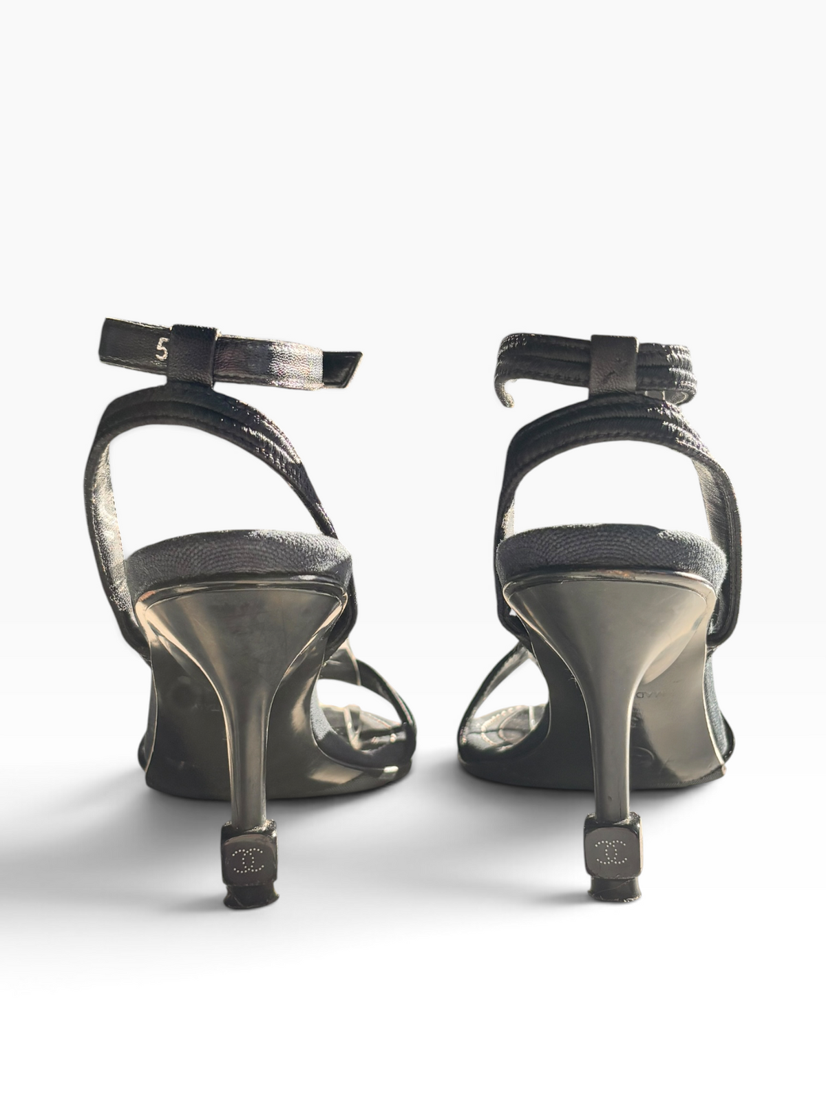 2000s Chanel Dice Ankle Strap Mules