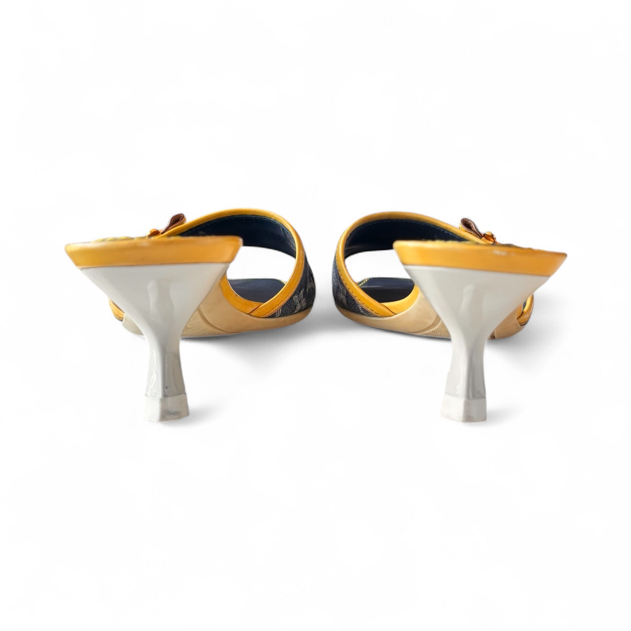 Louis Vuitton Demin Bow Logo Kitten Heels 35