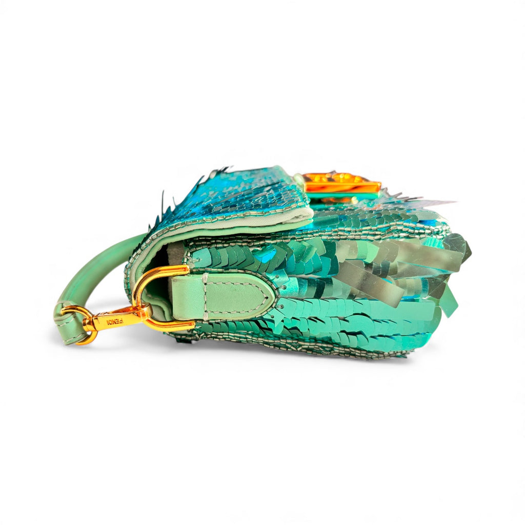Fendi Blue Sequin Mini Baguette