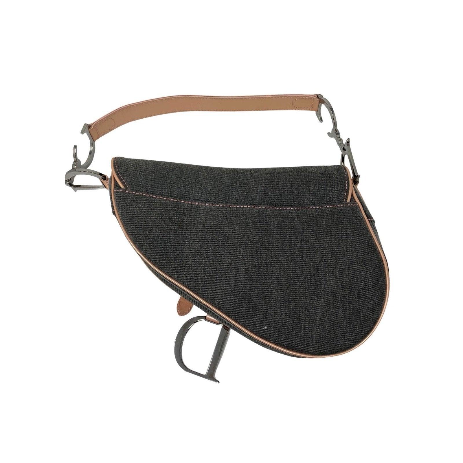 Dior Galliano Grey Denim Pink Saddle Bag