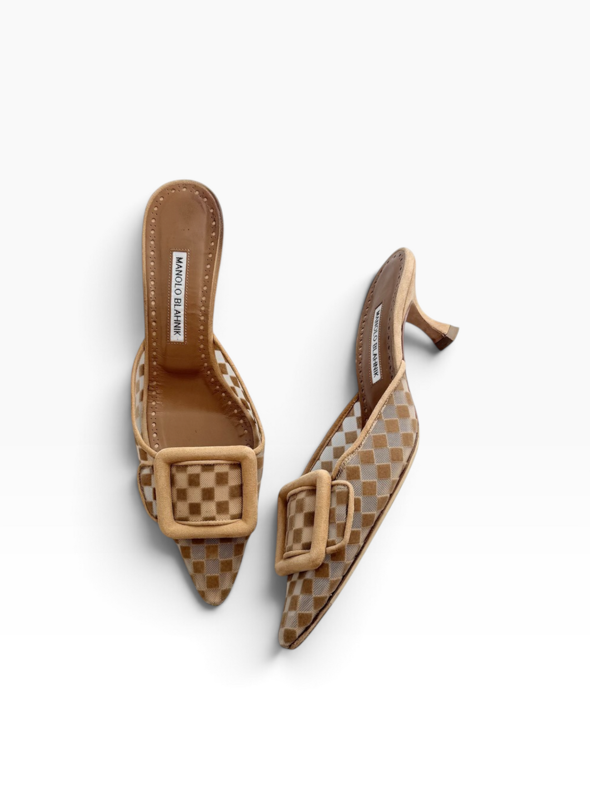 Manolo Blahnik Checkered Mules