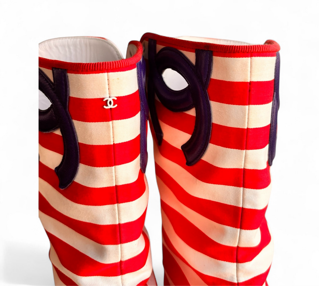 Chanel Cruise Merchant of Venice Wedge Boots Red 37.5