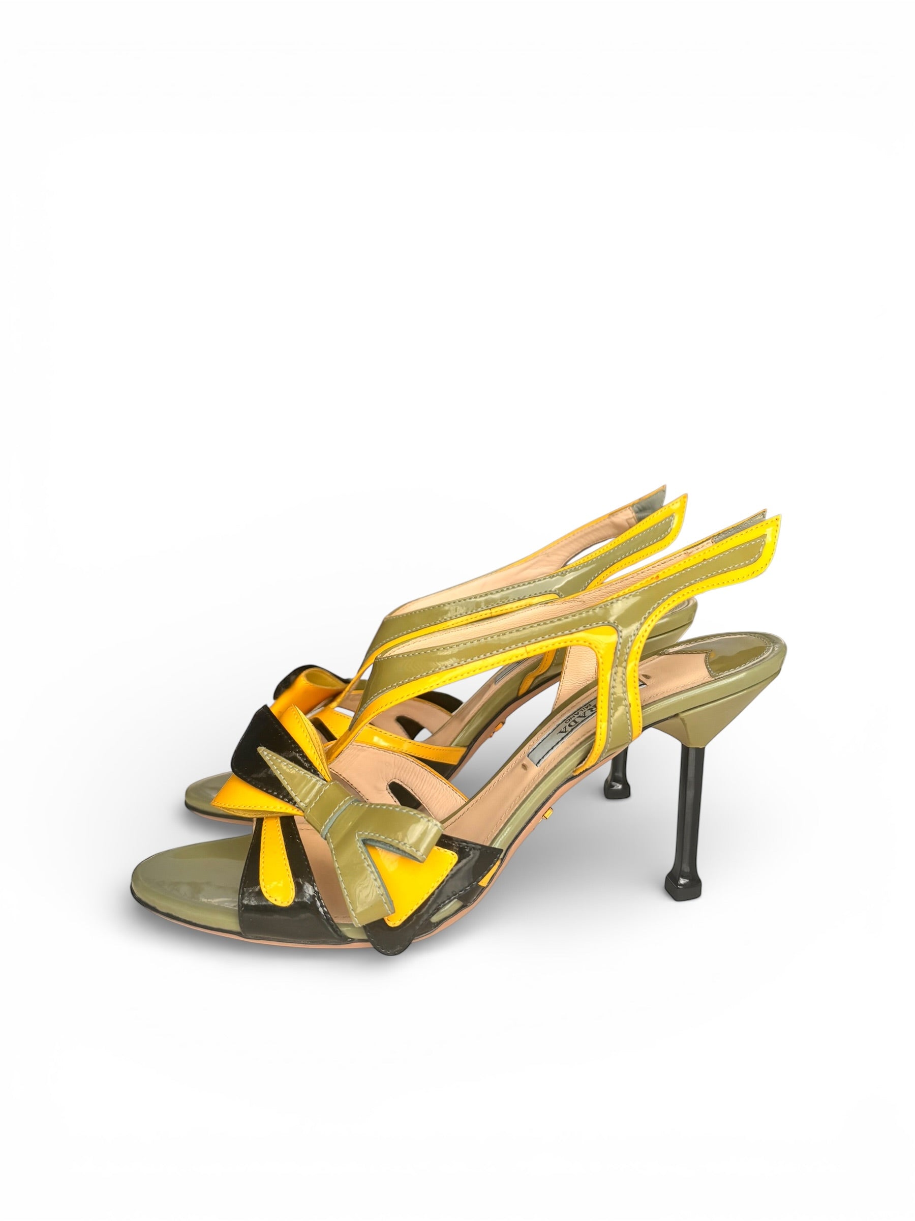 S/S 2012 Prada Green Yellow Flame Heels 36.5