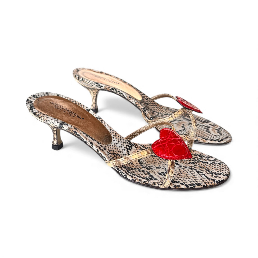 2000s Dolce & Gabbana Python Heart Mules 36
