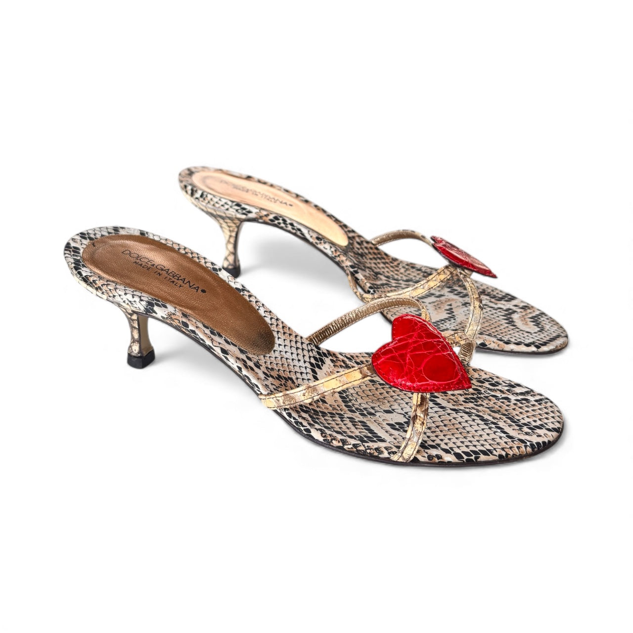 2000s Dolce & Gabbana Python Heart Mules 36