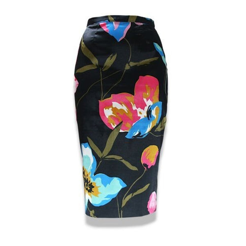 2000s Dolce & Gabbana Floral Satin Pencil Skirt