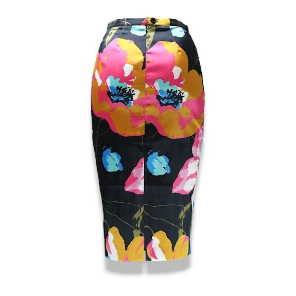 2000s Dolce & Gabbana Floral Satin Pencil Skirt