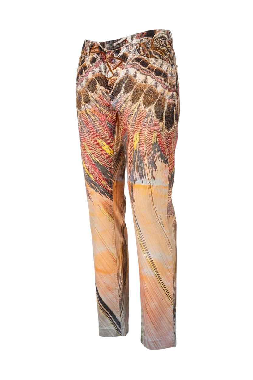 Roberto Cavalli S/S 2004 Pink Feather Jeans