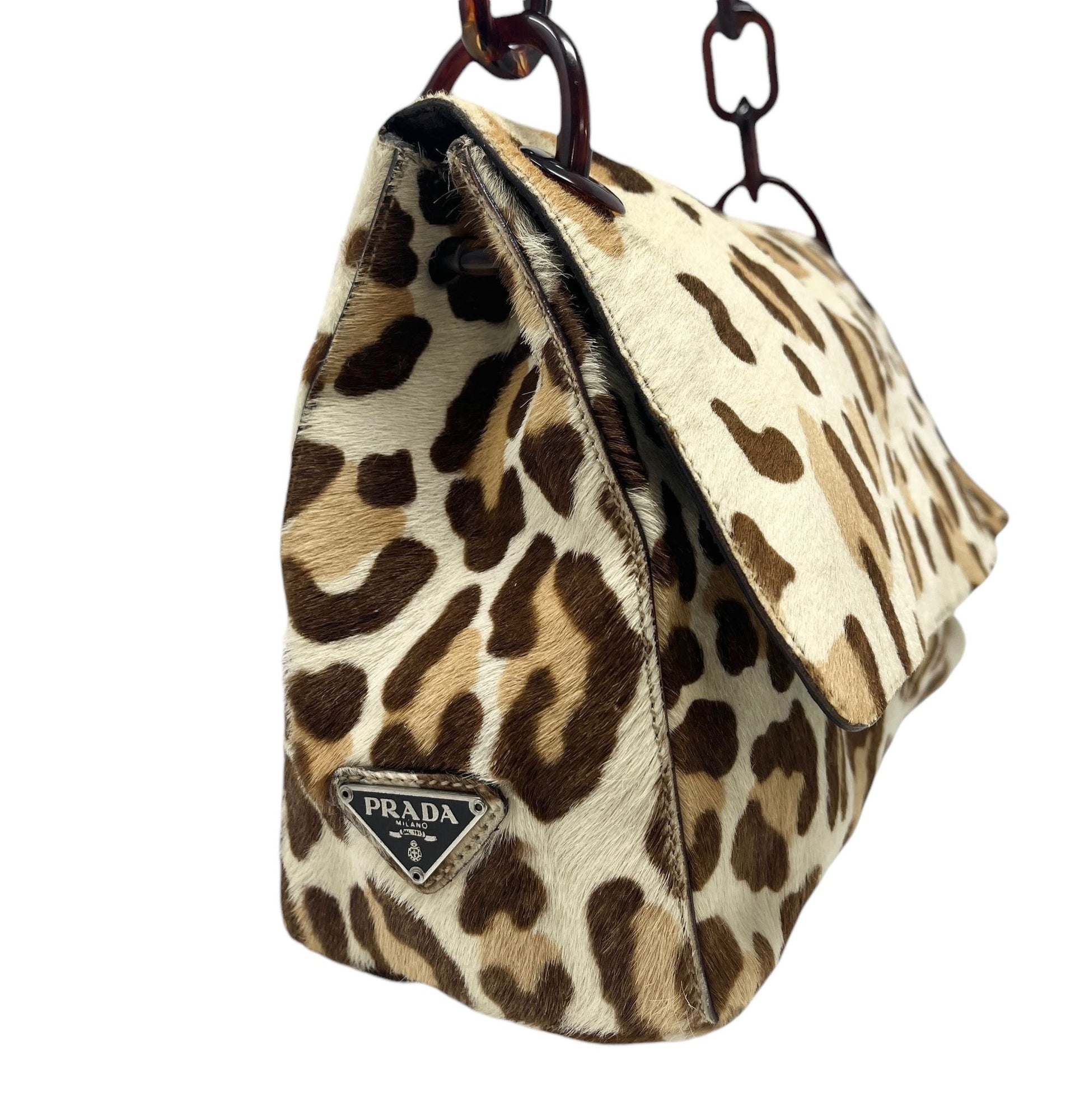 Prada Leopard Pony Calf-Hair Shoulder Bag