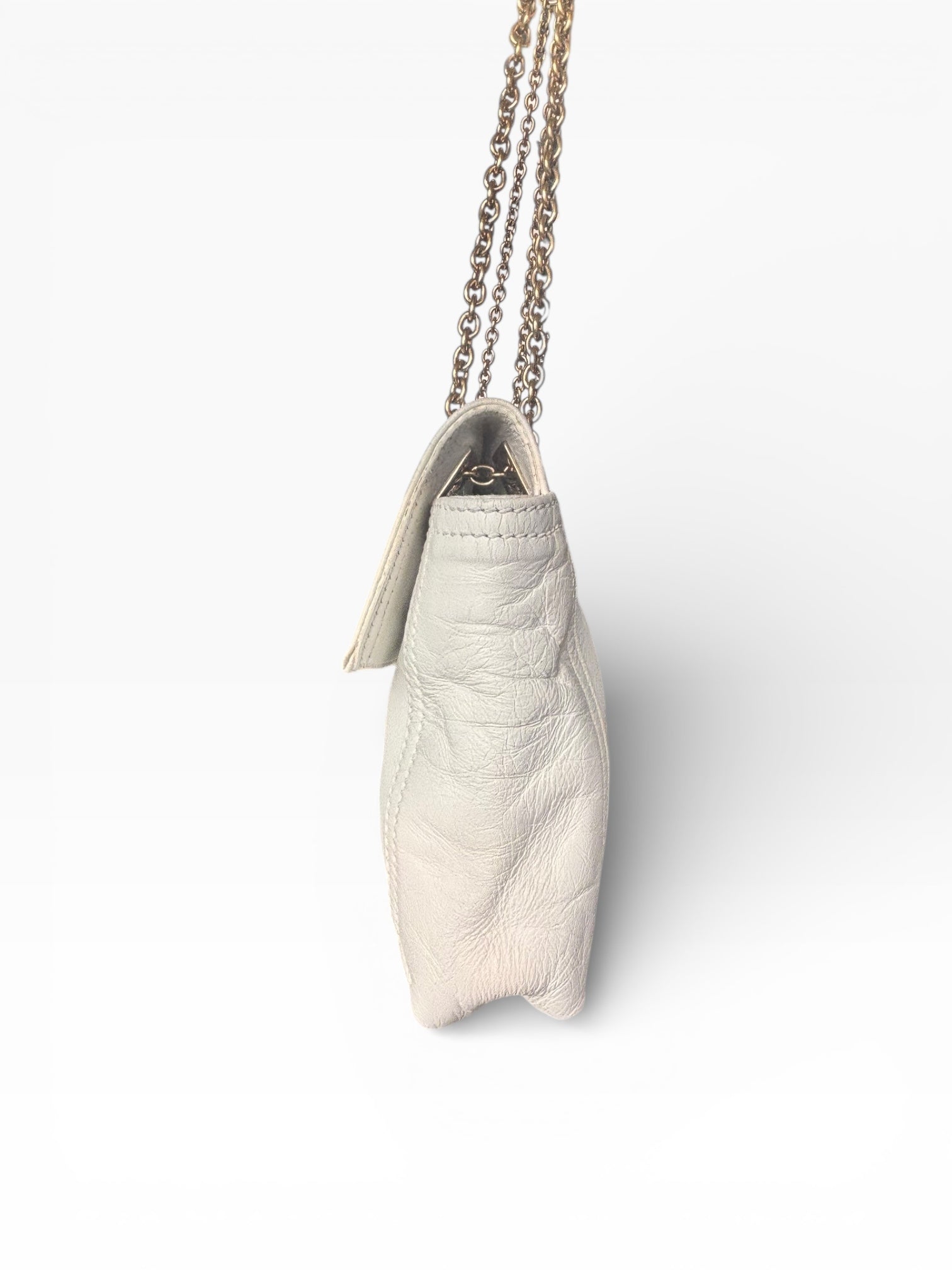 2000s Fendi White Leather Chain Baguette