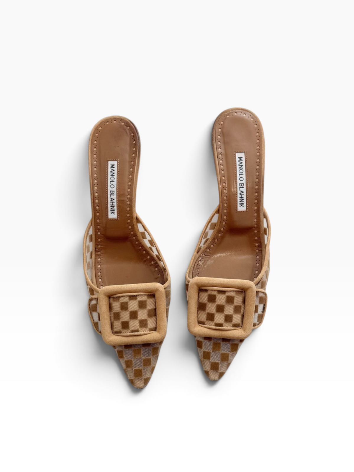 Manolo Blahnik Checkered Mules