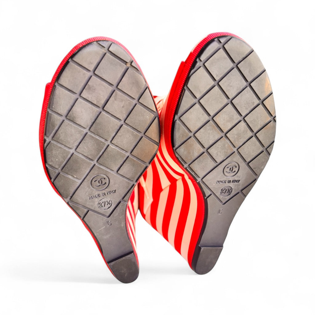 Chanel Cruise Merchant of Venice Wedge Boots Red 37.5