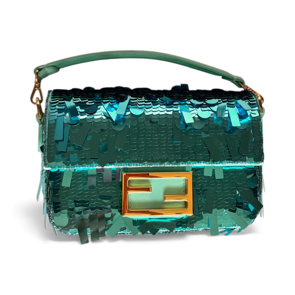 Fendi Blue Sequin Mini Baguette