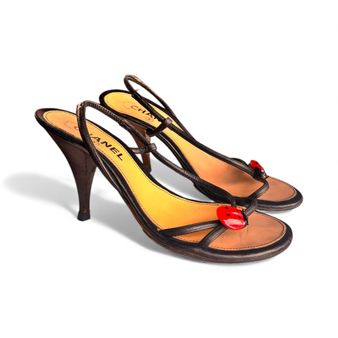 Chanel Ladybug Slingback Heels 37.5