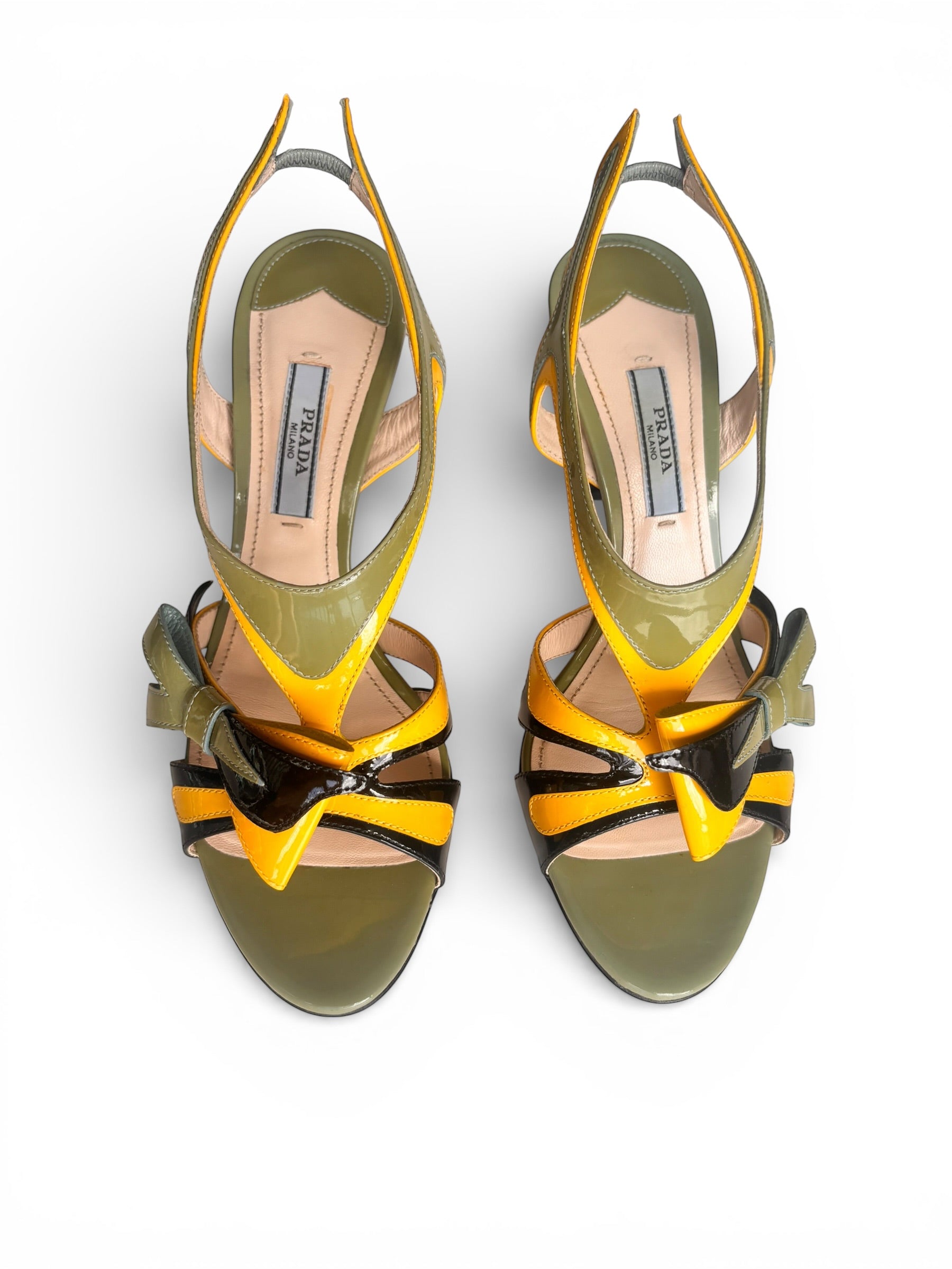 S/S 2012 Prada Green Yellow Flame Heels 36.5