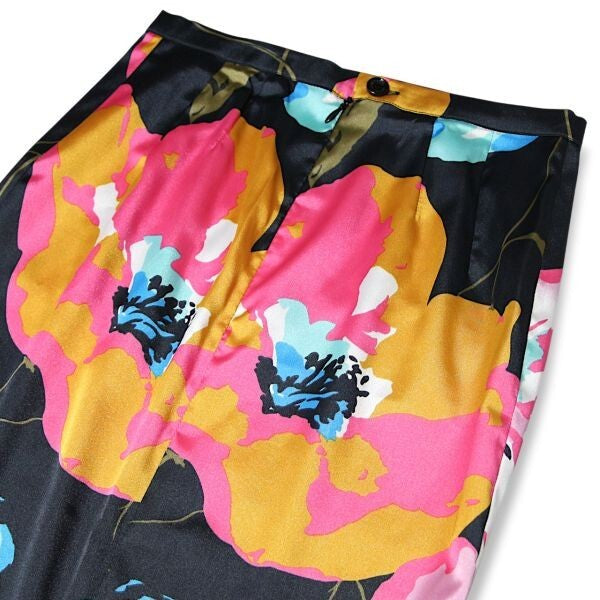 2000s Dolce & Gabbana Floral Satin Pencil Skirt