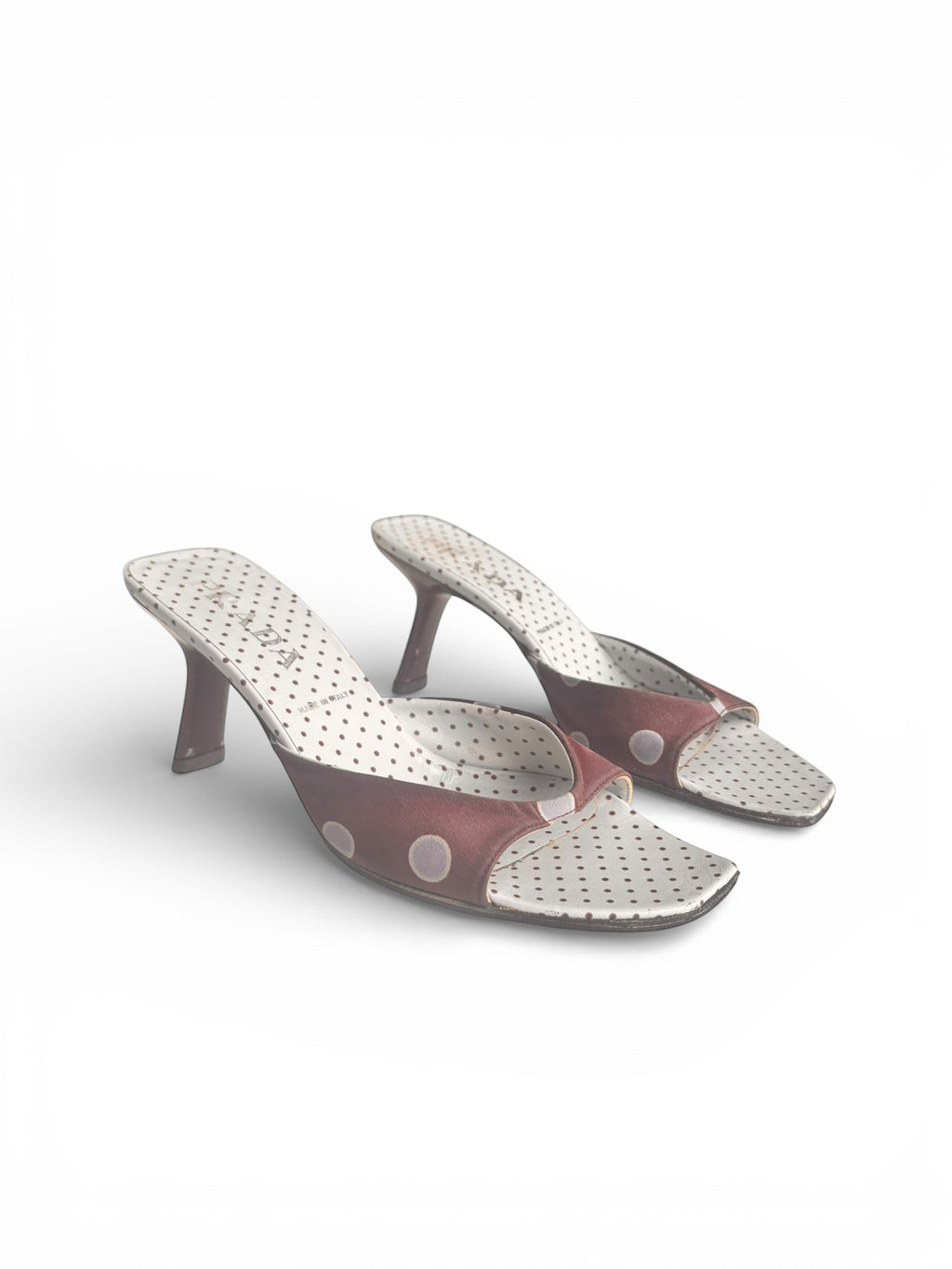 2000s Prada Polka Dot Kitten Mules 38