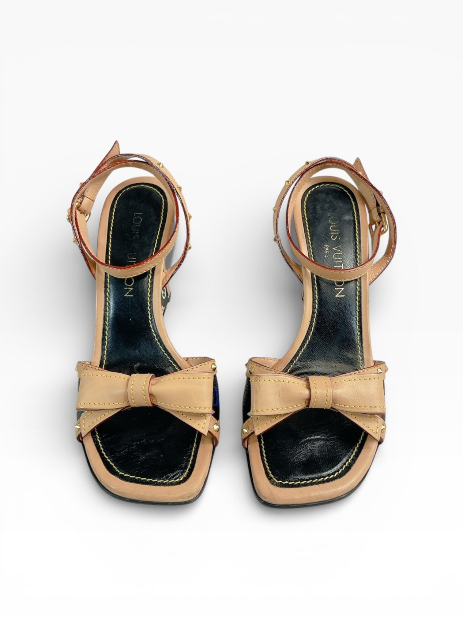 2000s Louis Vuitton Black Takashi Murakami Multicolour Wedge 38