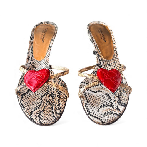 2000s Dolce & Gabbana Python Heart Mules 36