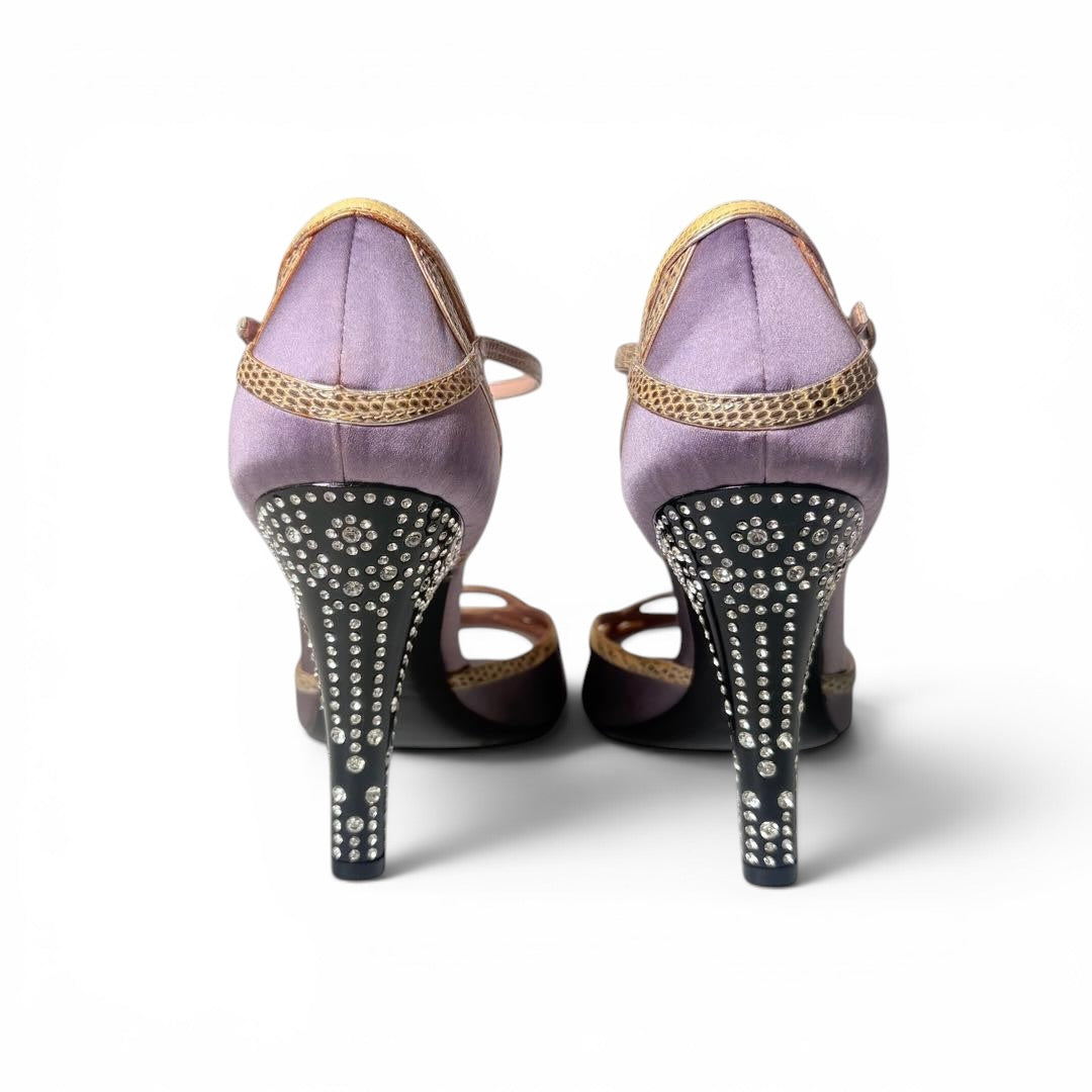 Prada Purple Satin Gemstone Mules