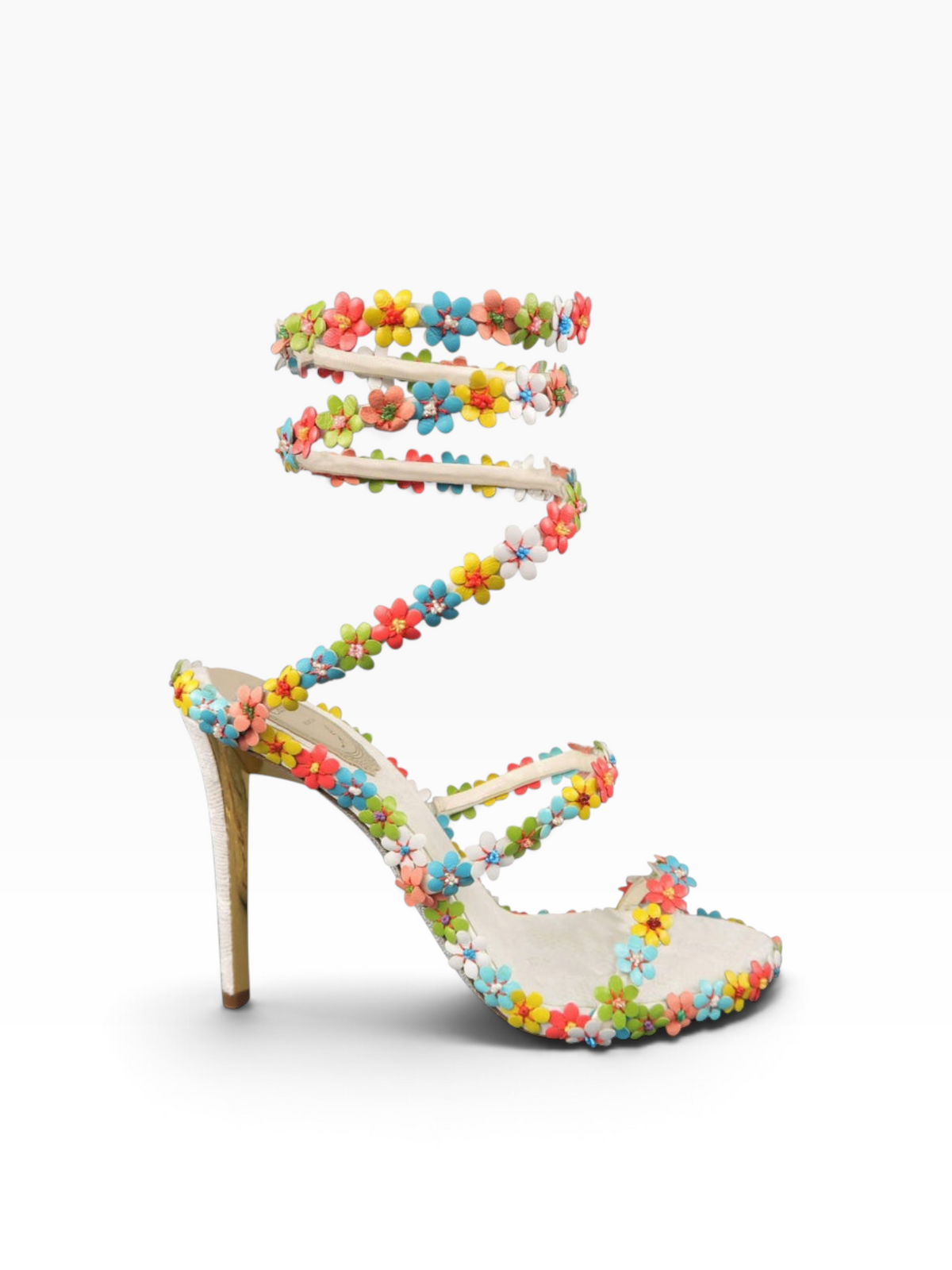 Rene Caovilla Floral Wrap Heels